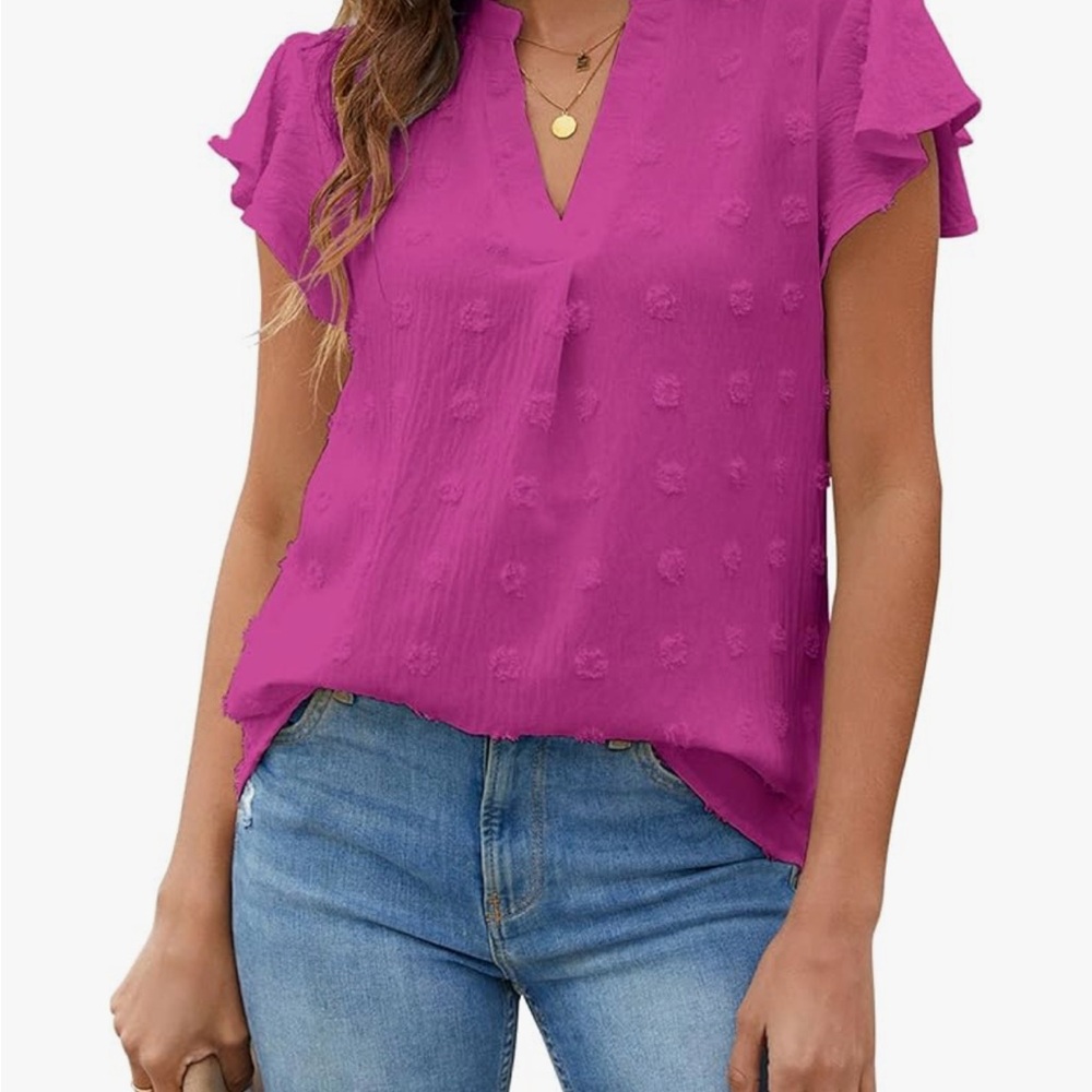 Women's Pink Ruffle Sleeve Top